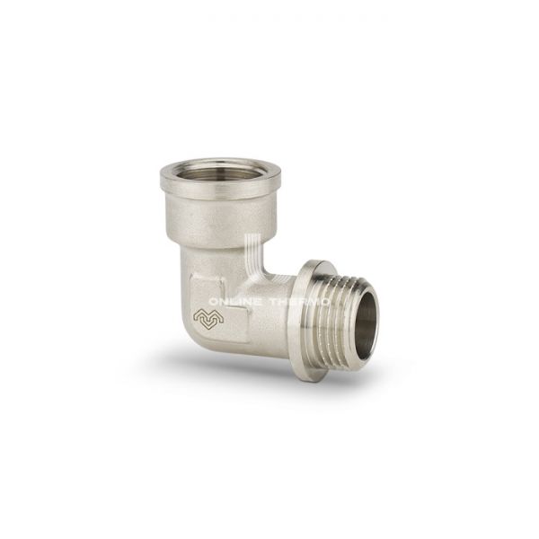 Угольник равносторонний с внутренней и наружной резьбой Varmega ВР-НР с упором 1/2", VMTF03-N000404, никелированный