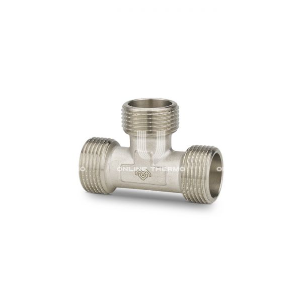 Тройник равносторонний с наружной резьбой Varmega Varmega НР 3/4", VMTF18-N050505, никелированный