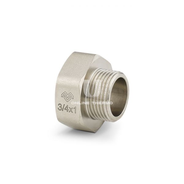Переходник с внутренней и наружной резьбой Varmega ВР-НР под ключ 1 1/2"x1", VMTF25-N000806, никелированный