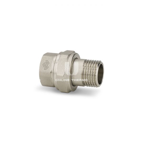 Прямое разъемное соединение Varmega ВР-НР 1/2", VMTF51-N000404, с плоским уплотнением, никелированное