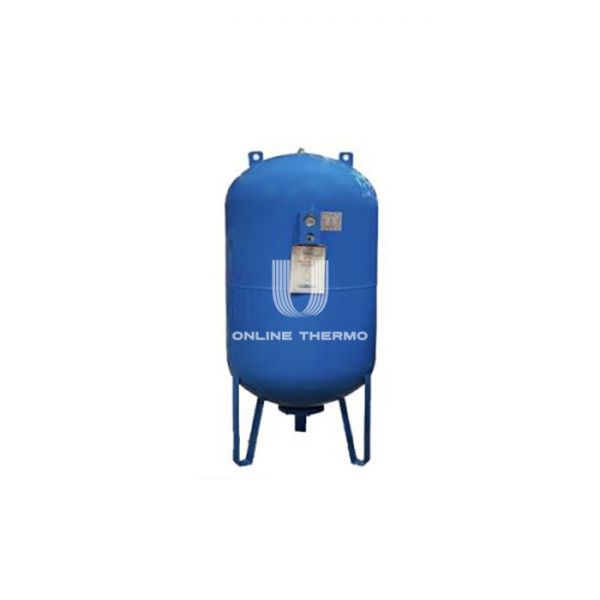 Расширительный мембранный бак Waterstry CW-LV, 100 л, синий, вертикальный, напольный на ножках, с манометром