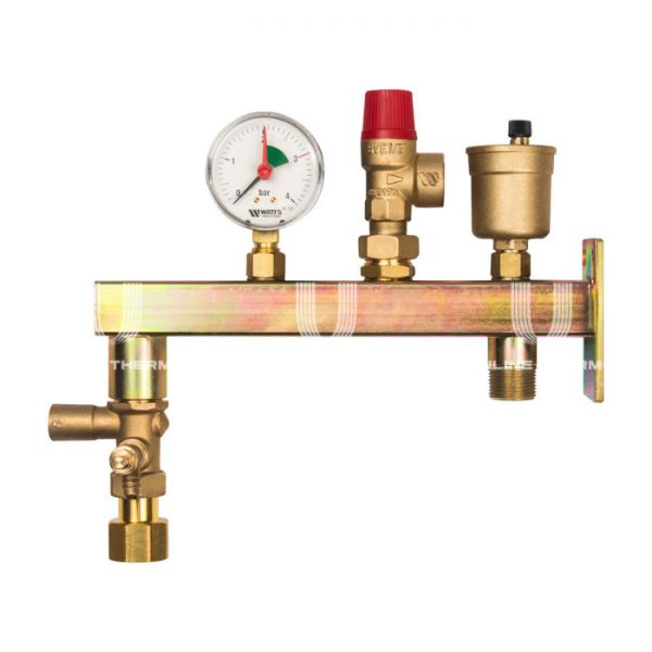 Консоль для подключения расширительного бака с группой безопасности котла Watts 10017890 GAG/KAV, НР-ВР 3/4", с  креплением и клапаном KAV