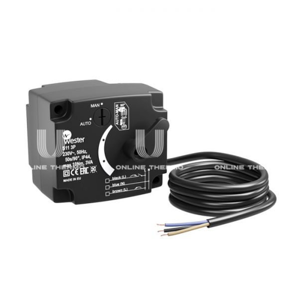 Сервопривод Wester S11 3P 20500B-K для 3-ходовых клапанов, 230 В, 10 Нм, 90°, 50 с, 1.5 м