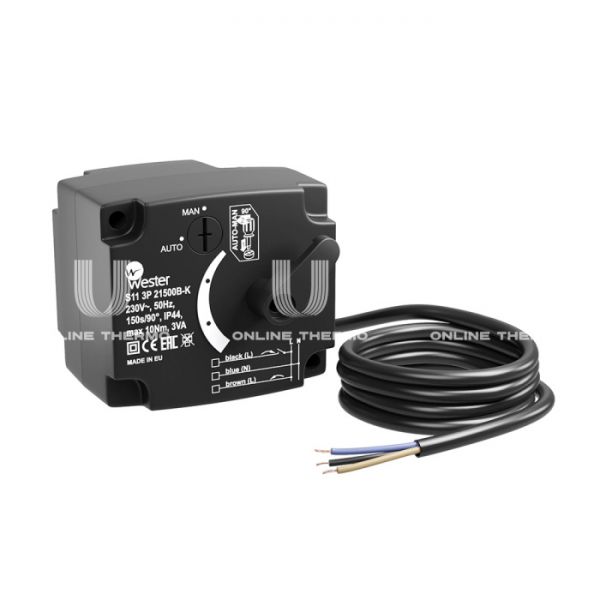 Сервопривод Wester S11 3P 21500B-K для 3-ходовых клапанов, 230 В, 10 Нм, 90°, 150 с, 1.5 м