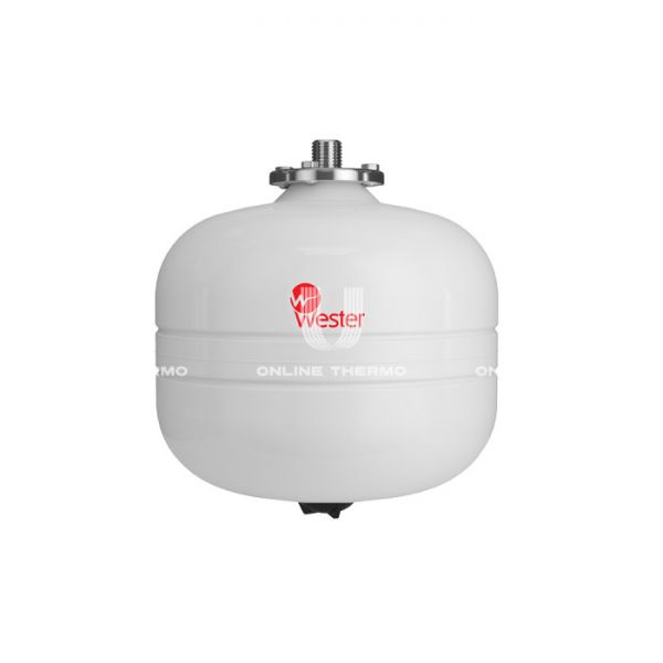 Расширительный бак для ГВС и гелиосистем Wester WDV12P, 12 л, белый, вертикальный, подвесной, нержавеющий фланец