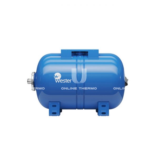 Гидроаккумулятор (расширительный бак) для водоснабжения Wester WAO24, 24 л, cиний, горизонтальный, напольный на ножках