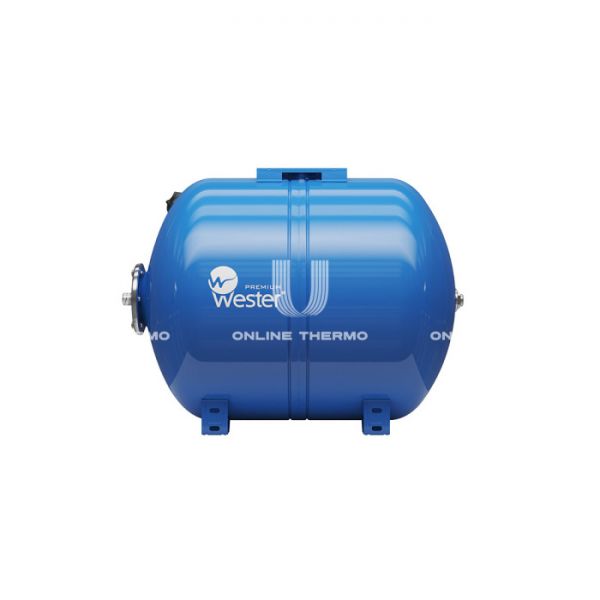 Гидроаккумулятор (расширительный бак) для водоснабжения Wester WAO100, 100 л, cиний, горизонтальный, напольный на ножках