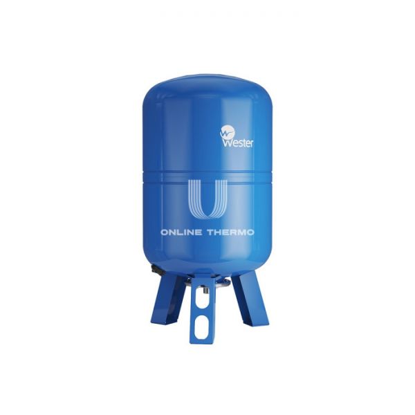Гидроаккумулятор (расширительный бак) для водоснабжения Wester WAV80, 80 л, cиний, вертикальный, напольный на ножках