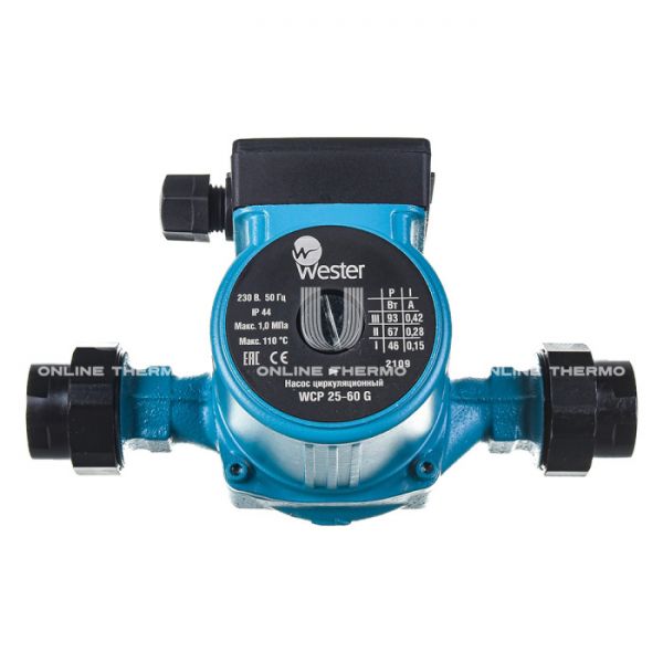Насос циркуляционный Wester WCP 25-60G, 0-18-0030, база 180 мм, с гайками