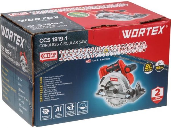 Циркулярная пила WORTEX CCS 1819-1 в кор. ALL1 XLT SOLO, БЕСЩЕТ., 18 В, 185 мм, до 63 мм(БЕЗ АККУМУЛЯТОРА И ЗУ)
