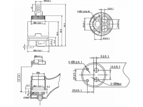 Картридж D35 для смесителя, тип C-S, AV Engineering(Переключение ступенчатое)