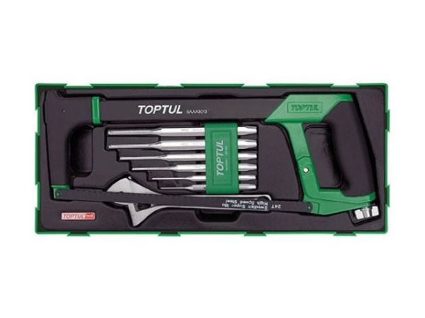 Набор-сет ножовка, разводной ключ 8', выколотки 8предм. TOPTUL