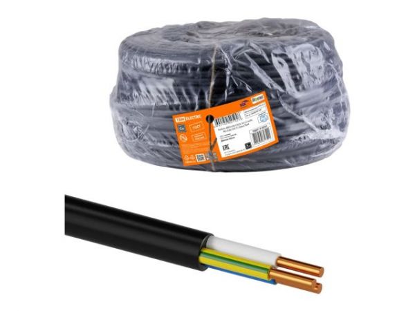 Кабель ВВГнг(А)-LSLTx 3х1,5 ок(N, PE)-0,66 ГОСТ (100м) TDM(черный)