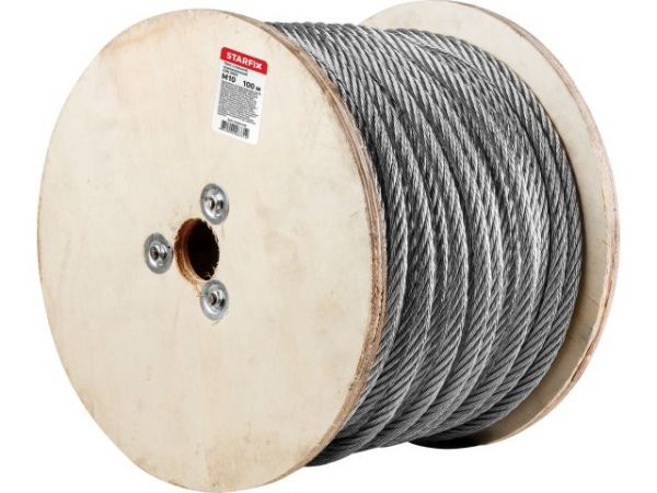 Трос стальной, оцинк. М10 DIN 3055 (бухта 100 м) STARFIX