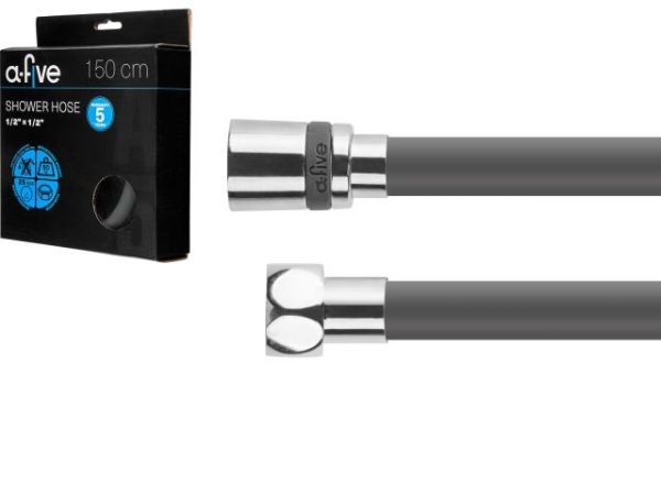 Шланг душевой, Si, 1/2' г-г 150 см, графит, a-five(Гайка латунь (anti-twist), 25 бар)