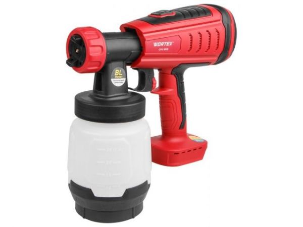 Краскораспылитель WORTEX CPS 1808 в кор. ALL1 XLT SOLO БЕСЩЁТ.ДВИГ., 18В, 1000 мл/мин, 0.8 л(БЕСЩЁТ.ДВИГ., 18 В, БЕЗ АКБ И ЗУ, 1000 мл/мин, 0.8 л бак, 2.5 мм сопло, 50 DIN)