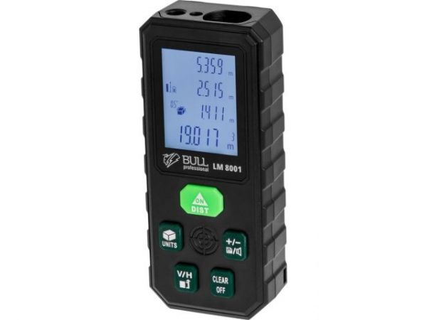 Дальномер лазерный BULL LM 8001 в кор. Проекция креста (зеленый), 0,08 – 80 м, +- 2 мм