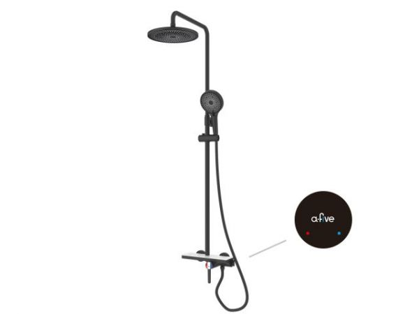 Душевая система (Lt) D35, серия Lotus черный, a-five(На стену, Излив потайной в корпусе, На стену, Излив потайной в корпусе., Троп. душ: вынос 408 мм, ди)