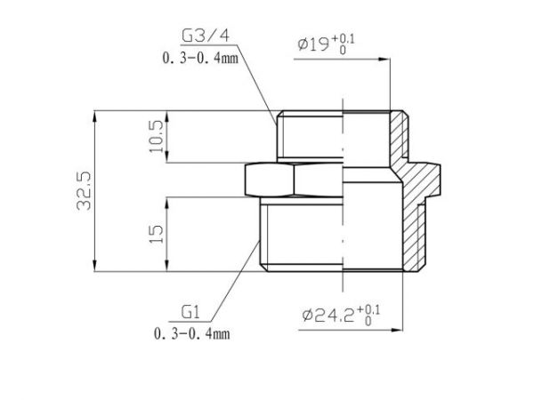 Ниппель ред. 1' нар. х 3/4' нар. ХРОМ, AV Engineering (инд. упак.)(Латунь, макс.  16 бар, макс.  110 °С)