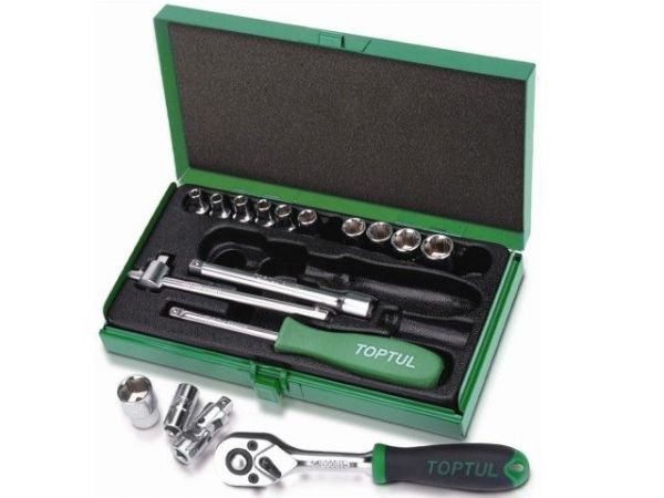 Набор головок 1/4' 4-13мм 17предм. 6гр. метал.кейс TOPTUL