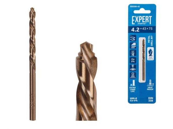 Сверло по металлу ц/х 4.2х43х75 мм HSS-Co EXPERT STARTUL(кобальт 5%)