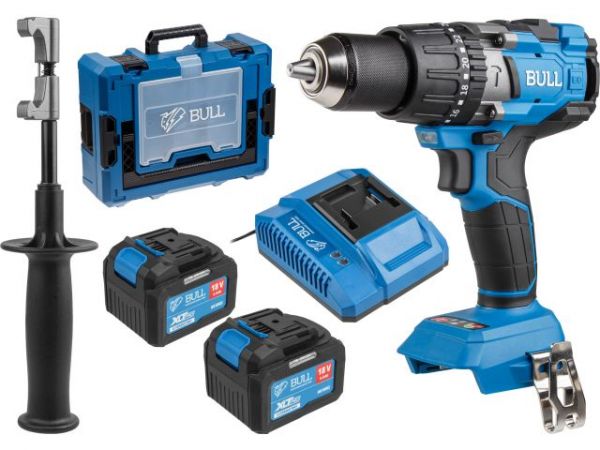 Дрель-шуруповерт BULL SR 1805 Xcase XLTpro, 2х6 А*ч, БЕСЩЕТ., 18 В, 120 Н*м, БЗП(мет.) 13 мм(Доп. функции: Ударное сверление, 'AntiKickback', режим 'TURBO')