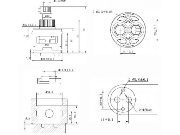 Картридж-дивертор D31 для смесителя, тип F, AV Engineering(2 выхода)