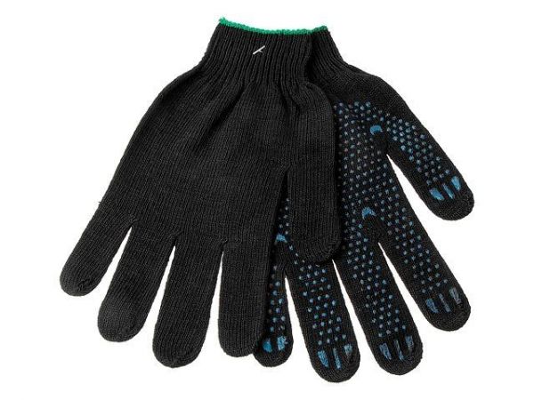 Перчатки х/б с ПВХ 'Точка', 10класс,черные, РБ (мин. риски)(42гр)