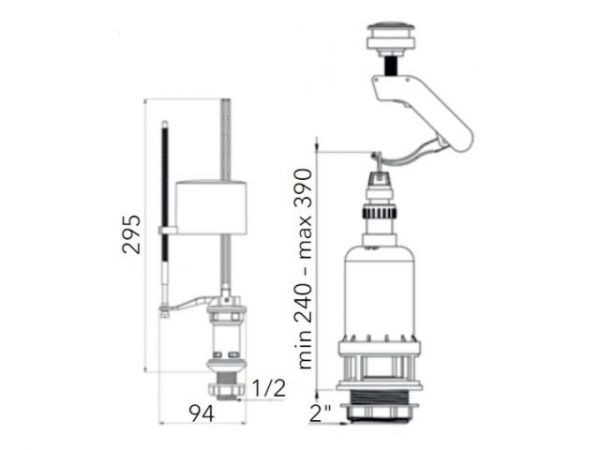 Арматура для смывного бачка с клапаном нижней подачи, AV Engineering