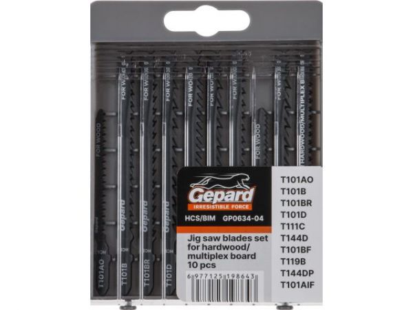 Набор пилок лобз. по дереву/ламинату 10шт. GEPARD (GP0634-04)(T101AO, T101B, T101BR, T101D, T111C, T144D, T101BF, T119B, T144DP, T101AIF)