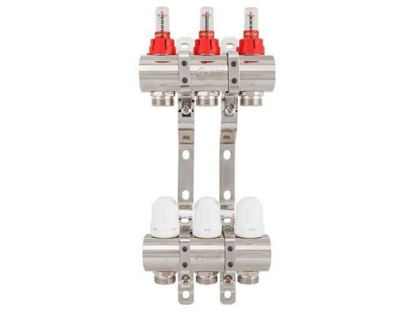 Коллекторная группа AVE777, 3 вых., AV Engineering(Для теплого пола и водоснабжения)