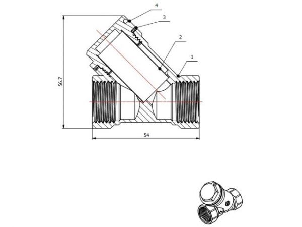 Фильтр косой 1/2' вн.-вн., AV Engineering (инд. упак.)
