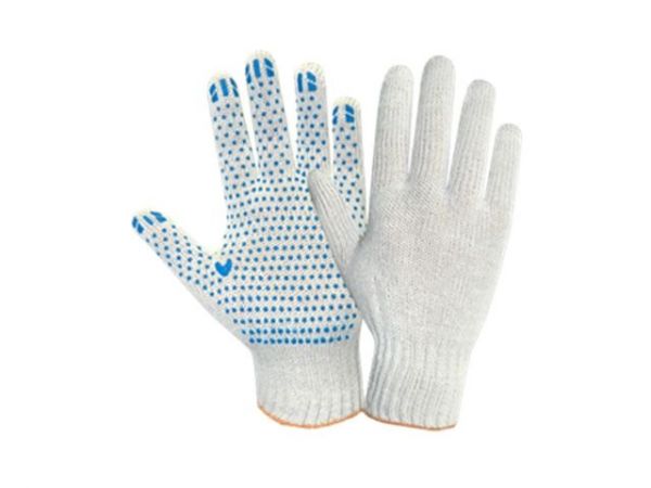 Перчатки х/б с ПВХ 'Точка', 7,5класс, белые, РБ (мин. риски)(ПВХ точка)
