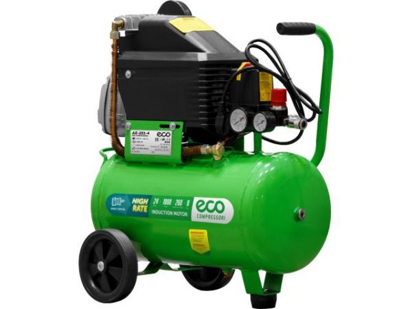 Компрессор ECO AE-251-4 коаксиальный(260 л/мин, 8 атм, коаксиальный, масляный, ресив. 24 л, 220 В, 1.80 кВт)