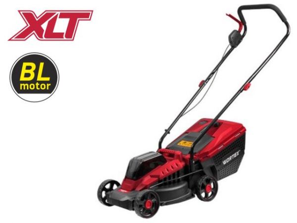 Газонокосилка аккумуляторная WORTEX CLM 3336 в кор. ALL1 XLT SOLO БЕСЩЁТ.ДВИГ., 18В+18В, шир.330 мм(БЕЗ АКБ И ЗУ, выс. 30-75 мм, травосборник 30 л)