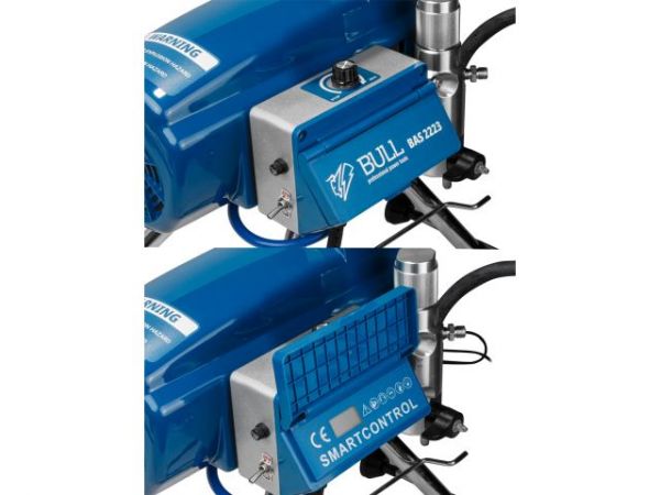 Безвоздушный окрасочный аппарат BULL BAS 2223 в кор. БЕСЩЕТ., 1300 Вт, 2,3 л/мин, 220 Бар(15 кг, электронный контроль давления, макс. шланг до 30 метров (15м в комплекте))