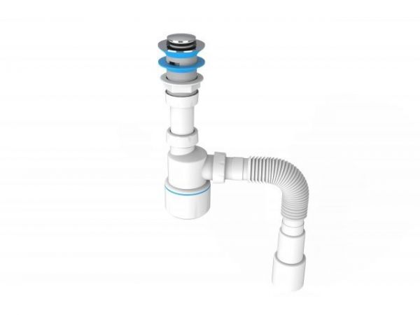 Сифон для умывальника, click-clack, гайка 32 мм, с гибк. труб. 1 1/4'- 40/50мм, AV Engineering