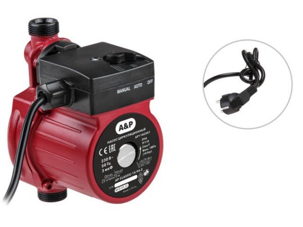Насос циркуляционный CLASSIC-15/90-Z, A&P(100 Вт, 1380 л/ч, 9 м, для повышения давления)