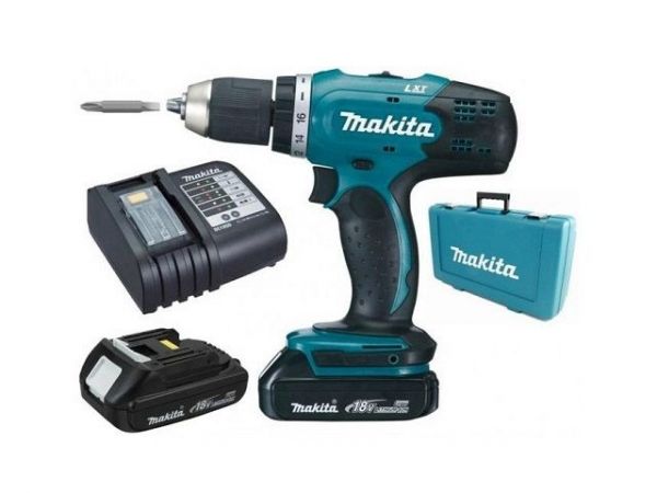 Дрель-шуруповерт MAKITA LXT DDF 453 SYE в чем. (18.0 В, 2 акк., 1.5 А/ч Li-Ion, 2 скор., 42 Нм, шурупы до 10 мм)