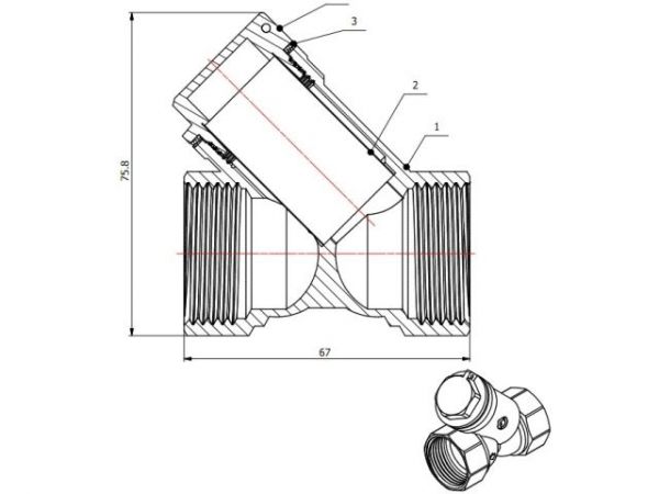 Фильтр косой 1' вн.-вн., AV Engineering (инд. упак.)