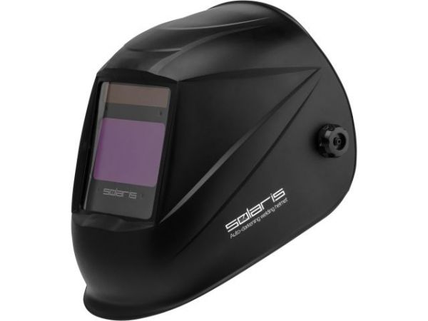 Щиток сварщика с самозатемняющимся светофильтром Solaris ASF710S (черный)(1/1/1/2; 100x60 мм (60 см2); DIN 4/5-8/9-13 (рег); шлифовка; рег.чувств.+задержки; 4 сенсора)