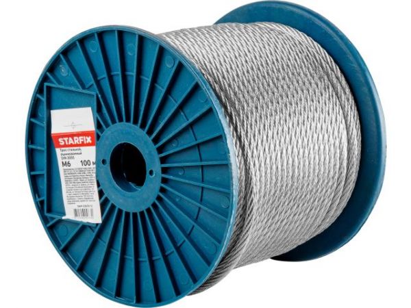 Трос стальной, оцинк. М6 DIN 3055 (бухта 100 м) STARFIX