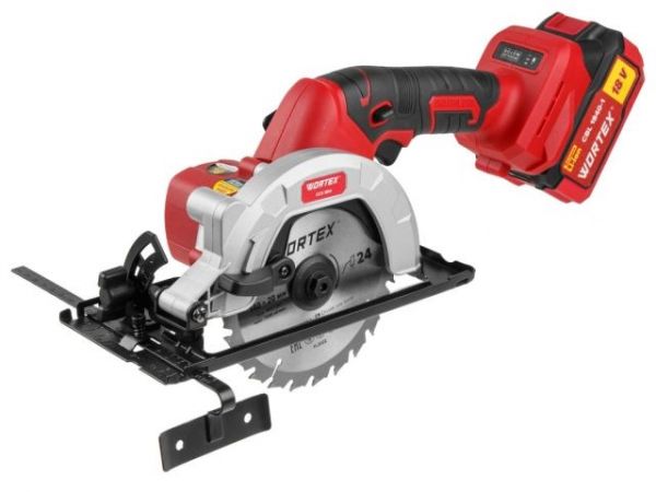 Циркулярная пила WORTEX CCS 1814 в чем. ALL1 XLT SET БЕСЩЕТ., 18 В, до 45 мм, 1х4 А*ч, з/у(140х20 мм, рез под углом 45)