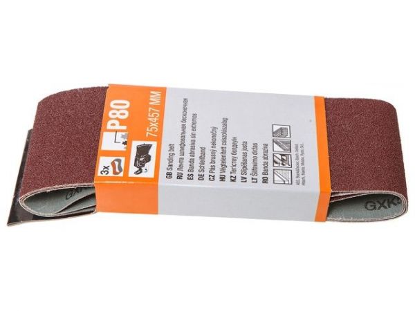Шлифлента 75х457мм Р80 бесконечная 3шт. GEPARD (GP5008-80)(лента шлифовальная абразивная)