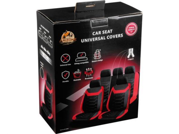 Чехлы на сиденья автомобиля универсальные, полиэстер, черно-красные, ARIZONE