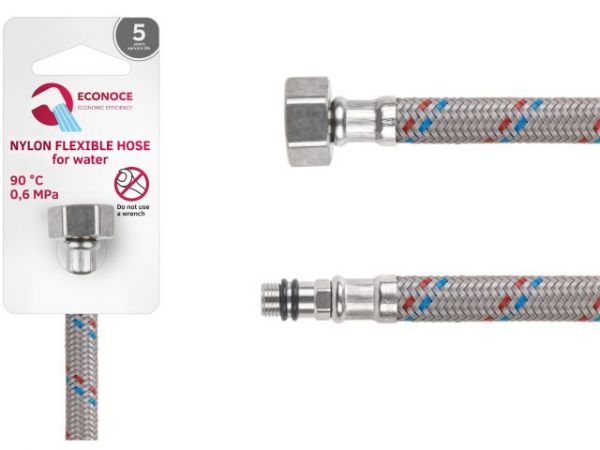 Подводка гибкая, Nylon, иголка м10 короткая - гайка 1/2' 50 см ECONOCE(6 Bar, 90°С)