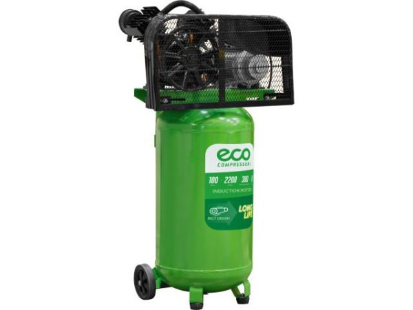 Компрессор ECO AE-1005-B2 ременной(380 л/мин, 8 атм, ременной, масляный, вертикальный ресив. 100 л, 220 В, 2.20 кВт)