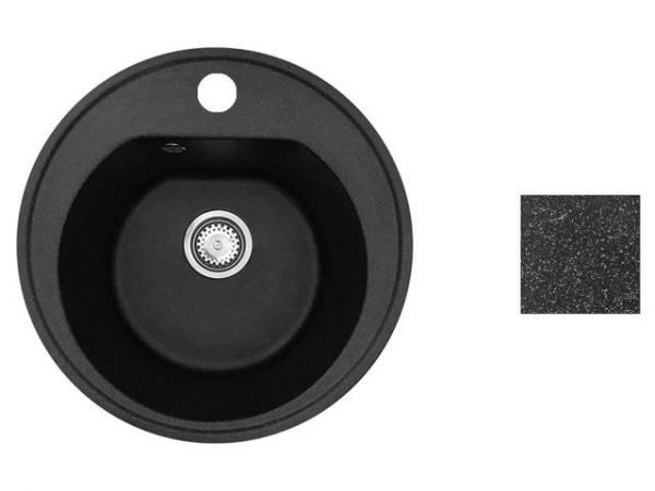 Мойка кухонная из искусственного камня RICHI черный 510х510 мм, AV Engineering