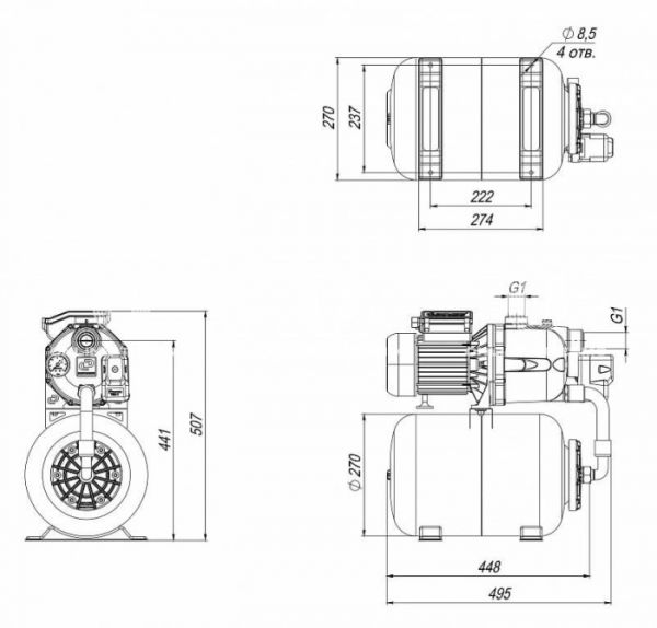 Насосная станция (насос-автомат) Джилекс Джамбо 4721 70-50 П-24, корпус из пластика, бак 24 л
