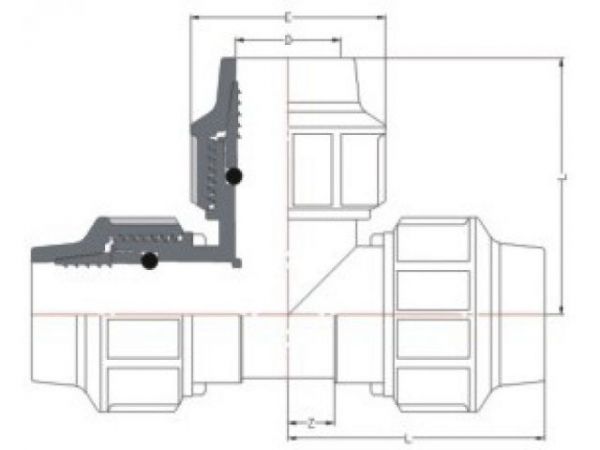 Тройник ПЭ 32, AV Engineering(Полипропилен, макс.  16 бар, макс.  40 °С)